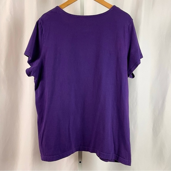 Holiday Editions 2X Halloween Boo Witch Cauldron Cat Print Tunic Top Deep Purple - Picture 2 of 6